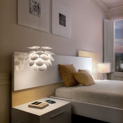 Marset Discocó 35, španělské závěsné svítidlo, 1x5W LED E14, bílá, průměr 35cm