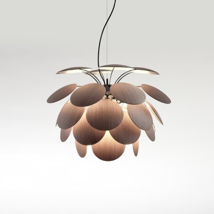 Marset Discocó 68, španělské závěsné svítidlo, 3x14W LED E27, americký dub, průměr 68cm