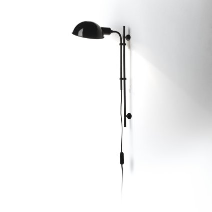 Marset Funiculí A, nástěnná lampa nadčasového designu, 1xE14, černá RAL 9005, výška 49,2cm