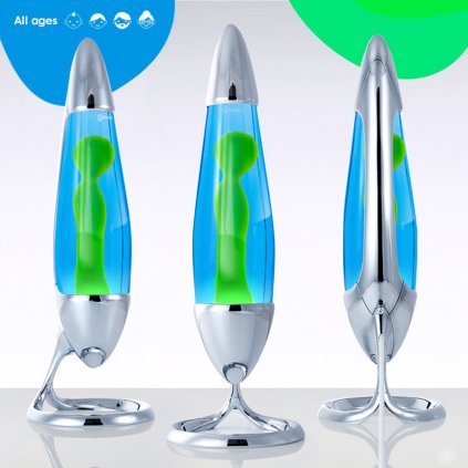 mathmos neo lava lamp silver blue green