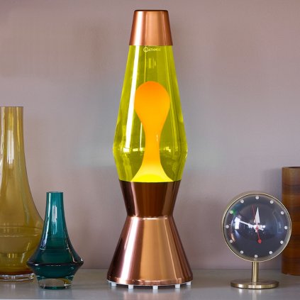 mathmos astro copper lava lamp yellow orange