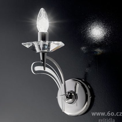 Metal Lux Icaro, nástěnné svítidlo 1xE14, chrom/křišťálové sklo, výška 25cm