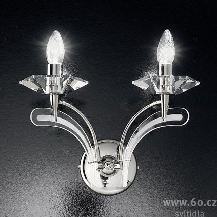 Metal Lux Icaro, nástěnné svítidlo 2xE14, chrom/křišťálové sklo, výška 25cm
