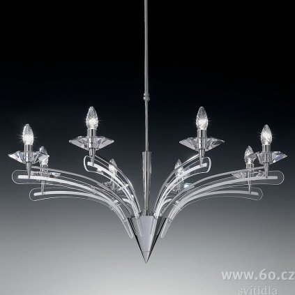 Metal Lux Icaro, závěsné svítidlo 8xE14, chrom/křišťálové sklo, průměr 100cm