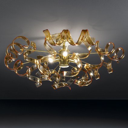 25869 2 metallux astro amber stropni designove svitidlo v prumeru 60cm 3x40w ambrove sklo zlato 24k