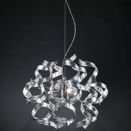 Metal Lux Astro Silver, stříbrné designové závěsné svítidlo v průměru 40cm, 3x40W, stříbrné sklo, chrom