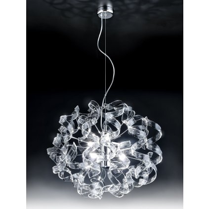 Metal Lux Astro Crystal, designové závěsné svítidlo v průměru 50cm, 6x40W, čiré sklo, chrom