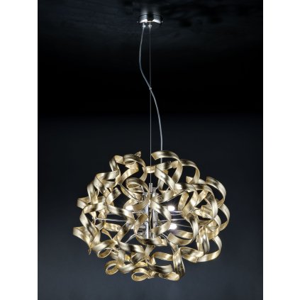Metal Lux Astro Gold, designové závěsné svítidlo v průměru 50cm, 6x40W, pozlacené sklo, chrom