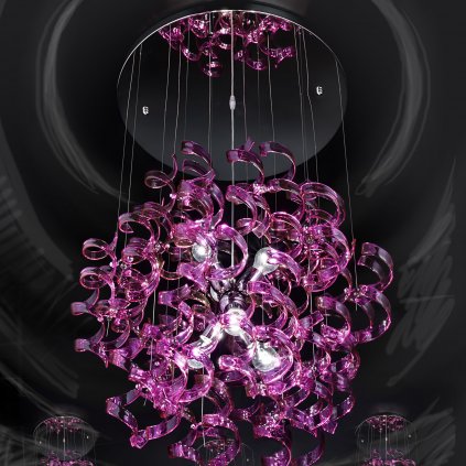 25896 3 metallux astro magenta designove zavesne svitidlo v prumeru 70cm 6x60w fialove sklo chrom