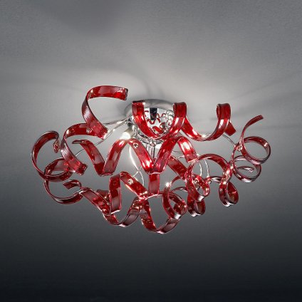 25920 2 metallux astro cherry stropni designove svitidlo v prumeru 50cm 3x40w cervene sklo chrom