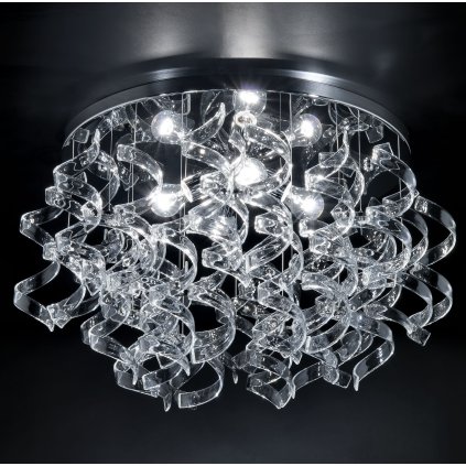 Metal Lux Astro Crystal, stropní designové svítidlo v průměru 70cm, 4x60W, čiré sklo, chrom