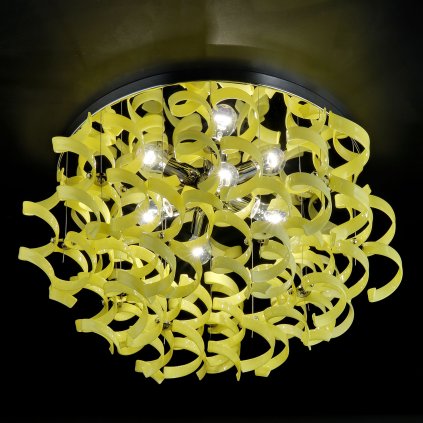 Metal Lux Astro Yellow, stropní designové svítidlo v průměru 70cm, 4x60W, žluté sklo, chrom