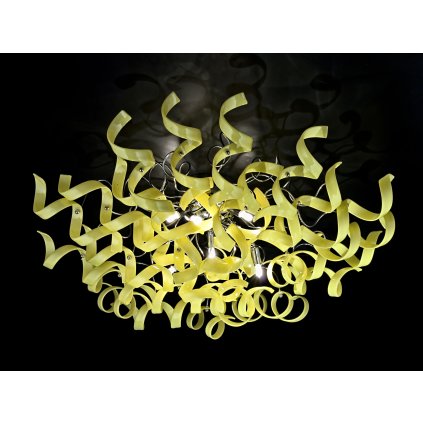 25935 2 metallux astro yellow stropni designove svitidlo v prumeru 90cm 6x40w zlute sklo chrom