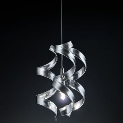 Metal Lux Astro Silver, stříbrné designové závěsné svítidlo v průměru 20cm, 1x40W, stříbrné sklo,chrom