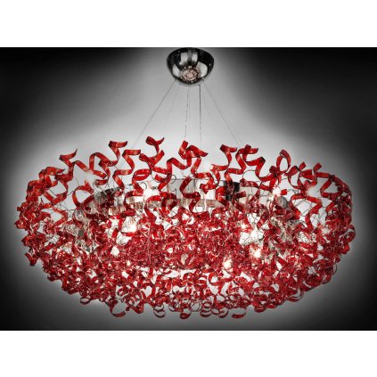 Metal Lux Astro Cherry, designové závěsné svítidlo v průměru 170cm, 28x40W, červené sklo, chrom