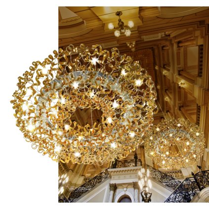 Metal Lux Astro Amber, designové závěsné svítidlo v průměru 170cm, 28x40W, ambrové sklo, chrom