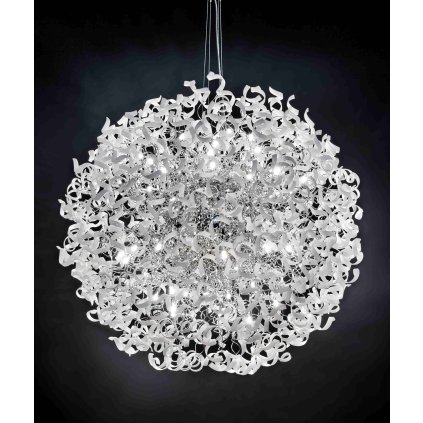 Metal Lux Astro White, designové závěsné svítidlo v průměru 170cm, 60x40W, bílé sklo, chrom