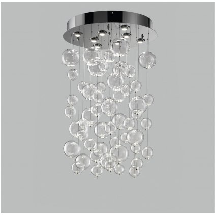 Metal Lux Bolero, luxusní závěsné svítidlo, 54 kuliček čirého skla, 8x10W LED, prům. 80cm, délka závěsu: 110cm
