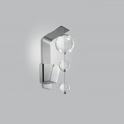 Metal Lux Bolero, luxusní nástěnné svítidlo, 3 kuličky čirého skla, 1x10W GU10, výška 57cm