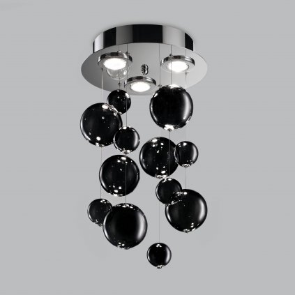 Metal Lux Bolero, luxusní závěsné svítidlo, 12 kuliček černého skla, 3x10W GU10, prům. 30cm, délka závěsu: 70cm