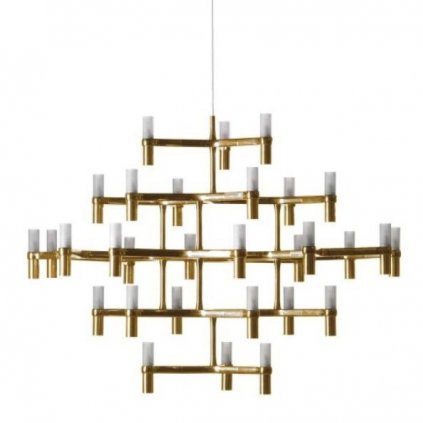Nemo Crown Major, matně zlatý závěsný lustr, 30x25W G9, 109x113cm, výška 87cm