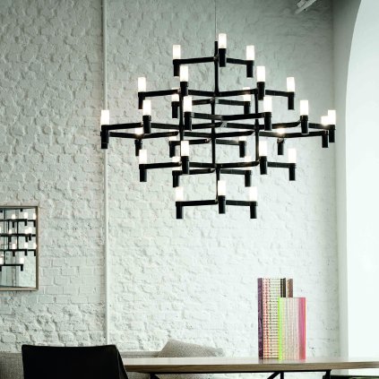 Nemo Crown Major, černý závěsný lustr, 30x25W G9, 109x113cm, výška 87cm