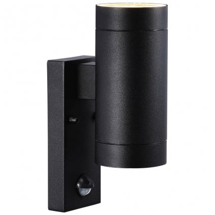 Nordlux Tin Maxi Sensor, venkovní senzorové svítidlo pro svícení nahoru/dolu z černého kovu, 2xGU10 max 35W, IP54, prům. 7,5cm