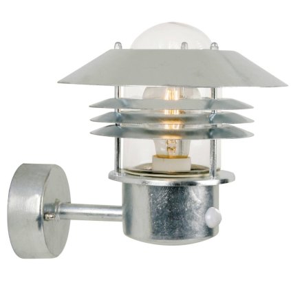 Nordlux Vejers Sensor, venkovní nástěnné svítidlo, 1xE27 max 60W, kov, pokovená, IP54, výška 23cm