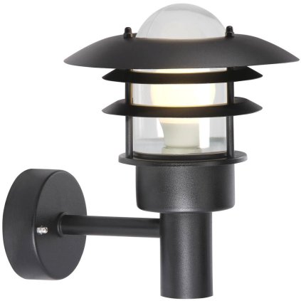 Nordlux Lønstrup 22, venkovní nástěnné svítidlo, 1xE27 max 60W, kov, černá, IP44, výška 27cm