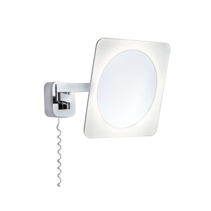 Paulmann Bela, osvětlené kosmetické zrcátko s 3 x zoom, 5,7W LED 3000K , chrom, 23x23cm