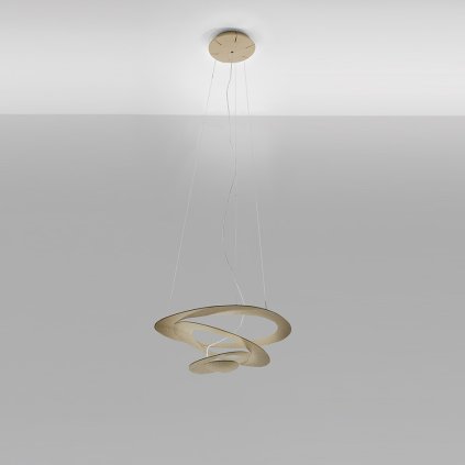 Artemide Pirce micro sospensione LED, zlaté designové závěsné svítidlo, 27W LED 3000K, 46x48cm