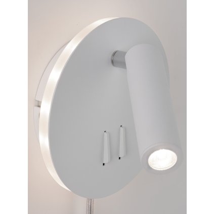 Paulmann Tabari, nástěnné svítidlo k posteli s dvojím svícením, LED 4W+1,4W 3000K, bílá, průměr 14cm