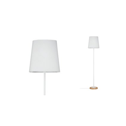 Paulmann Neordic Stellan, stojací lampička ze dřeva, kovu a bílé látky, 1x20W LED E27, výška 161cm