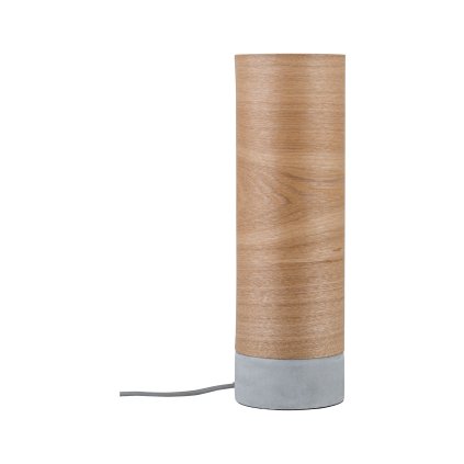 Paulmann Skadi, stolní lampa z dřevěné dýhy a betonu, 1x20W LED E14, výška 35cm