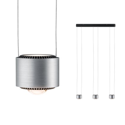 Paulmann Aldan, závěsné svítidlo, 3x13W LED 2700K stmívatelné, broušený hliník, šířka 67cm