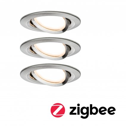 Paulmann ZigBee LED Nova Plus Coin, sada zápustných bodovek 3x6.5W 2700K  stmívatelné, kartáčovaný hliník