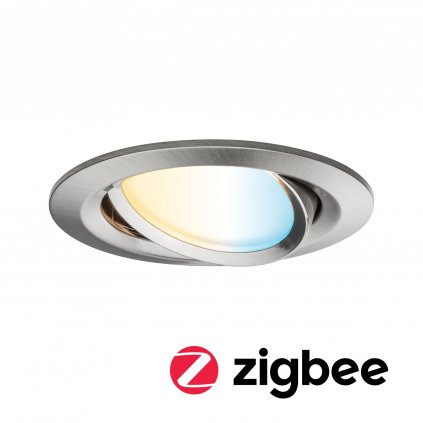 Paulmann ZigBee LED Nova Plus Coin, zapuštěná bodovka 1x6.5W se změnou teploty světla, kartáčovaný hliník