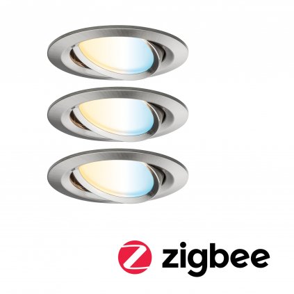 Paulmann ZigBee LED Nova Plus Coin, sada zapuštěných bodovek 3x6.5W se změnou teploty světla, kartáčovaný hliník