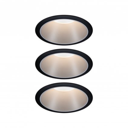 Paulmann Cole Coin, set bodovek v černo-stříbrné úpravě, 3x6W LED 2700K tříkrokové stmívání, prům. 8,8cm, IP44