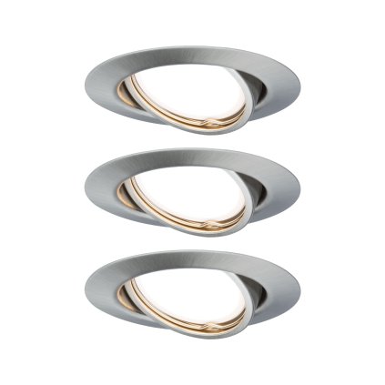 Paulmann LED base, set kulatých bodovek z kartáčovaného hliníku, 1x6,5W LED 3000K GU10, prům. 9cm