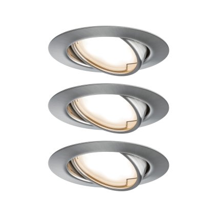 Paulmann LED base, set kulatých bodovek z kartáčovaného hliníku, 3x6,5W LED 3000K, prům. 9cm