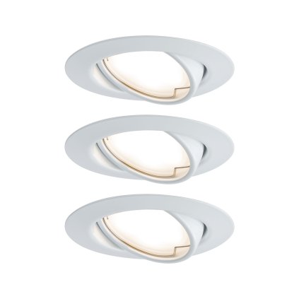 Paulmann LED base, set bílých kulatých bodovek, 3x6,5W LED 3000K, prům. 9cm