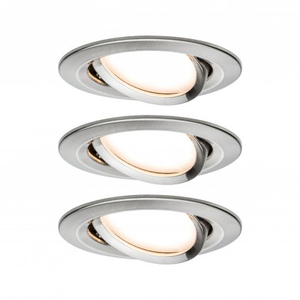 Paulmann LED Coin Nova round, set kulatých bodovek v úpravě broušená ocel, 3x6W LED 2700K, prům.8,4cm