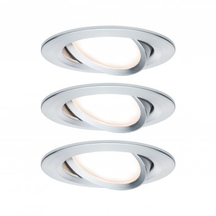 Paulmann LED Coin Nova round, set kulatých bodovek v úpravě kartáčovaný hliník, 3x6W LED 2700K, prům.8,4cm