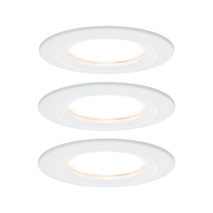 Paulmann LED Coin Nova round, set kulatých bodovek v bílé úpravě, 3x6W LED 2700K, prům.7,8cm, IP44