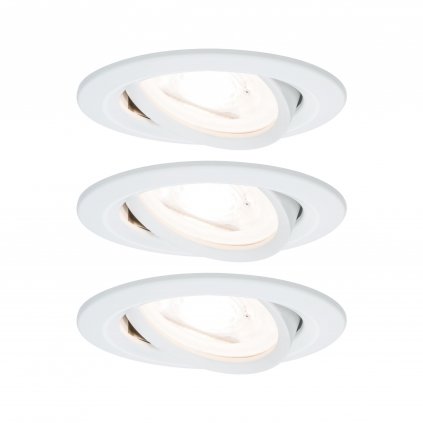 Paulmann LED Nova round, set kulatých bodovek v bílé úpravě, 3x6,5W LED 2700K GU10, 3 krokové stmívání, prům.8,4cm