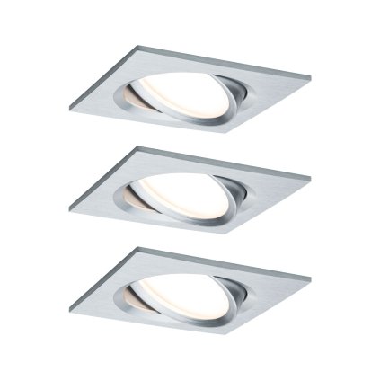 Paulmann LED Nova Plus Coin, set zápustných bodovek, hliník, 3x6.8W 2700K stmívatelná, 8,4x8,4 cm