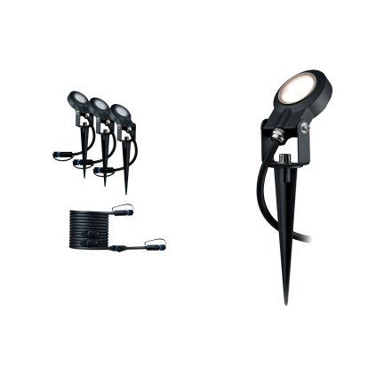 Paulmann Plug&Shine Sting, rozšiřovací set zahradních reflektorů 3x6W LED 3000K stmívatelné, IP67