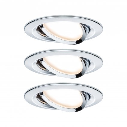 Paulmann Premium LED Slim Coin Satin, náklopná zápustná bodovka 3x6,8W LED 2700K stmívatelná, chrom, prům. 8,4cm