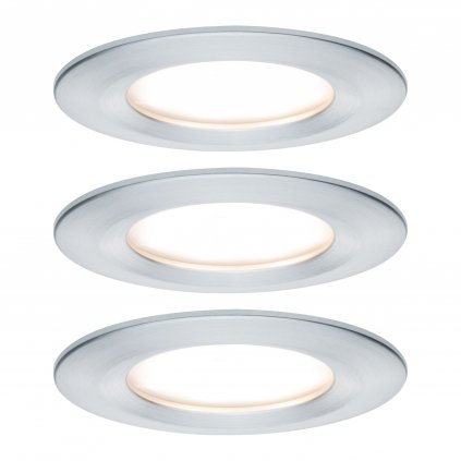 Paulmann Premium LED Slim Coin Satin, zápustná bodovka 3x6,8W LED 2700K stmívatelná, soustružený hliník, prům. 7,8cm, IP44
